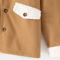Family Matching Fluffy Fleece Lapel Khaki Long-sleeve Single Breasted Wool Blend Coats Khaki image 4