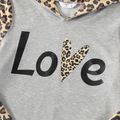 Family Matching Letter Print Grey Splicing Leopard Long-sleeve Hoodies Grey