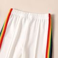Kid Girl Colorful Striped Seam Detail Casual Pants White