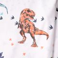 Kid Boy Animal Dinosaur Print Stripe/White Long-sleeve Tee Creamy White
