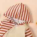 Baby Boy/Girl Orange Striped Long-sleeve Hooded Splicing Jumpsuit Orange