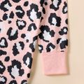 Kid Girl Leopard Print Long-sleeve Hooded Sweatshirt Dress Light Pink