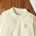 Toddler Girl Floral Embroidered Solid Color Sweater White