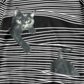 Kid Boy/Kid Girl Animal Cat Print Stripe Hoodie Sweatshirt Black/White