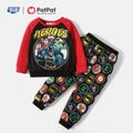 Justice League 2-piece Toddler Boy Colorblock HEROES Top and Allover Pants Set Black