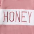 Kid Girl Letter Embroidered Colorblock Fuzzy Hoodie Sweatshirt Dark Pink