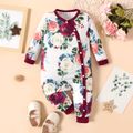 Baby Girl All Over Floral Print Long-sleeve Snap-up Jumpsuit AZH