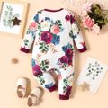 Baby Girl All Over Floral Print Long-sleeve Snap-up Jumpsuit AZH
