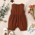 Baby Girl 100% Cotton Brown/Floral-print Sleeveless Ruffle Romper Brown