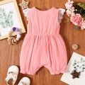 100% Cotton Baby Girl Solid/Floral Print Sleeveless Ruffle Romper Pink