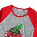 Christmas Tree in Car and Letter Print Family Matching Raglan Long-sleeve Pajamas Sets (Flame Resistant) Color block image 3