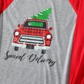 Christmas Tree in Car and Letter Print Family Matching Raglan Long-sleeve Pajamas Sets (Flame Resistant) Color block image 4
