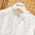 Kid Girl Dotted Swiss Ruffle Collar Solid Color Long-sleeve Blouse White
