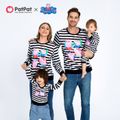 Peppa Pig Big Graphic and Stripe Family Matching Pullover Sweatshirts Black/White