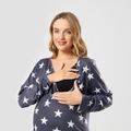 Maternity Allover Star Print Long-sleeve Pajamas Lounge Set Grey