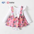 Justice League Baby Girl Pink Ruffled Bowknot Jumpsuit PinkyWhite image 1