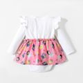 Justice League Baby Girl Pink Ruffled Bowknot Jumpsuit PinkyWhite image 2