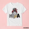 Cool Girl and Letter Print Short-sleeve T-shirt for Mom and Me White