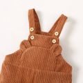 Baby Boy/Girl Solid Corduroy 3D Ears Sleeveless Jumpsuit Overalls Brown
