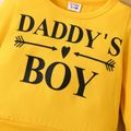 2pcs Baby Boy Letter Print Long-sleeve Sweatshirt and Trousers Set Yellow