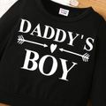 2pcs Baby Boy Letter Print Long-sleeve Sweatshirt and Trousers Set Black