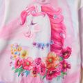 Kid Girl Floral Unicorn Print Tie Dye Hoodie Sweatshirt Light Pink