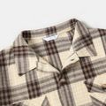 Beige Plaid Lapel Long-sleeve Thickened Shirts for Mom and Me PLAID