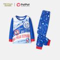 The Polar Express Family Matching Big Graphic Top and Allover Pants Pajamas Sets Blue