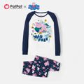 Peppa Pig Family Matching Colorblock Top and Allover Pants Pajamas Sets Blue