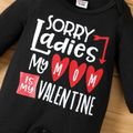Valentine's Day Baby Boy Letter and Love Heart Print Long-sleeve Jumpsuit Black
