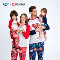 Justice League Family Matching Logo Colorblock Top And Stars Allover Pants Pajamas Sets MiddleAsh