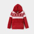 All Over Double-sided Snowflake Pattern Red Family Matching Thickened Fleece Long-sleeve Hoodies Red