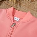 Toddler Girl Lace Design Colorblock Zipper Jacket Pink
