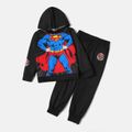 Superman 2-piece Kid Boy Black Hoodie Sweatshirt and  Elasticized Pants Set Black