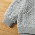 2-piece Toddler Boy/Girl Textured Solid Color Hoodie Sweatshirt and Pants Set Grey