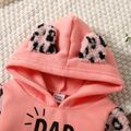 2-piece Toddler Girl Letter Leopard Print Fuzzy Ear Design Hoodie Sweatshirt and Pink Pants Set Pink