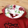2-piece Kid Girl Letter Floral Print Red Hoodie Sweatshirt and Elasticized Pants Casual Set Red