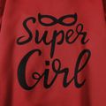 2-piece Kid Girl Letter Floral Print Red Hoodie Sweatshirt and Elasticized Pants Casual Set Red