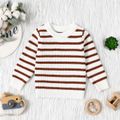 Baby Boy/Girl Striped Long-sleeve Knitted Pullover Sweater Coffee