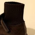 Toddler / Kid Plaid Embossed Bow Knit Splicing Boots Brown