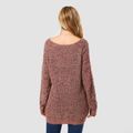 Maternity Solid V-neck Long-sleeve Sweater Burgundy