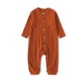 Solid Ribbed Long-sleeve Button Down Dress for Mom and Me RustRed image 4