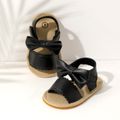Baby / Toddler Bow Decor Open Toe Soft Sole Sandals Prewalker Shoes Black
