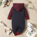 Baby Boy/Girl Colorblock Striped Long-sleeve Hooded Knitted Jumpsuit Color block