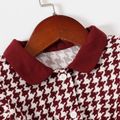 Maroon Houndstooth Square Neck Long-sleeve Dress for Mom and Me MAROON