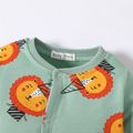 100% Cotton Lion or Floral Allover Color Block Long-sleeve Green or Pink Baby Jumpsuit Light Green