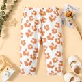 Baby Girl All Over Floral Print Elasticized Waist Waffle Pants Color block