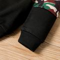 2-piece Toddler Boy Camouflage Print Hoodie Sweatshirt and Pipped Black Pants Set Black