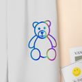 Kid Boy Reflective Laser Bear Design Solid Color Pants Creamy White