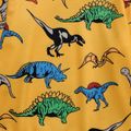 2-piece Kid Boy Animal Dinosaur Print Pullover Sweatshirt and Elasticized Pants Set Yellow